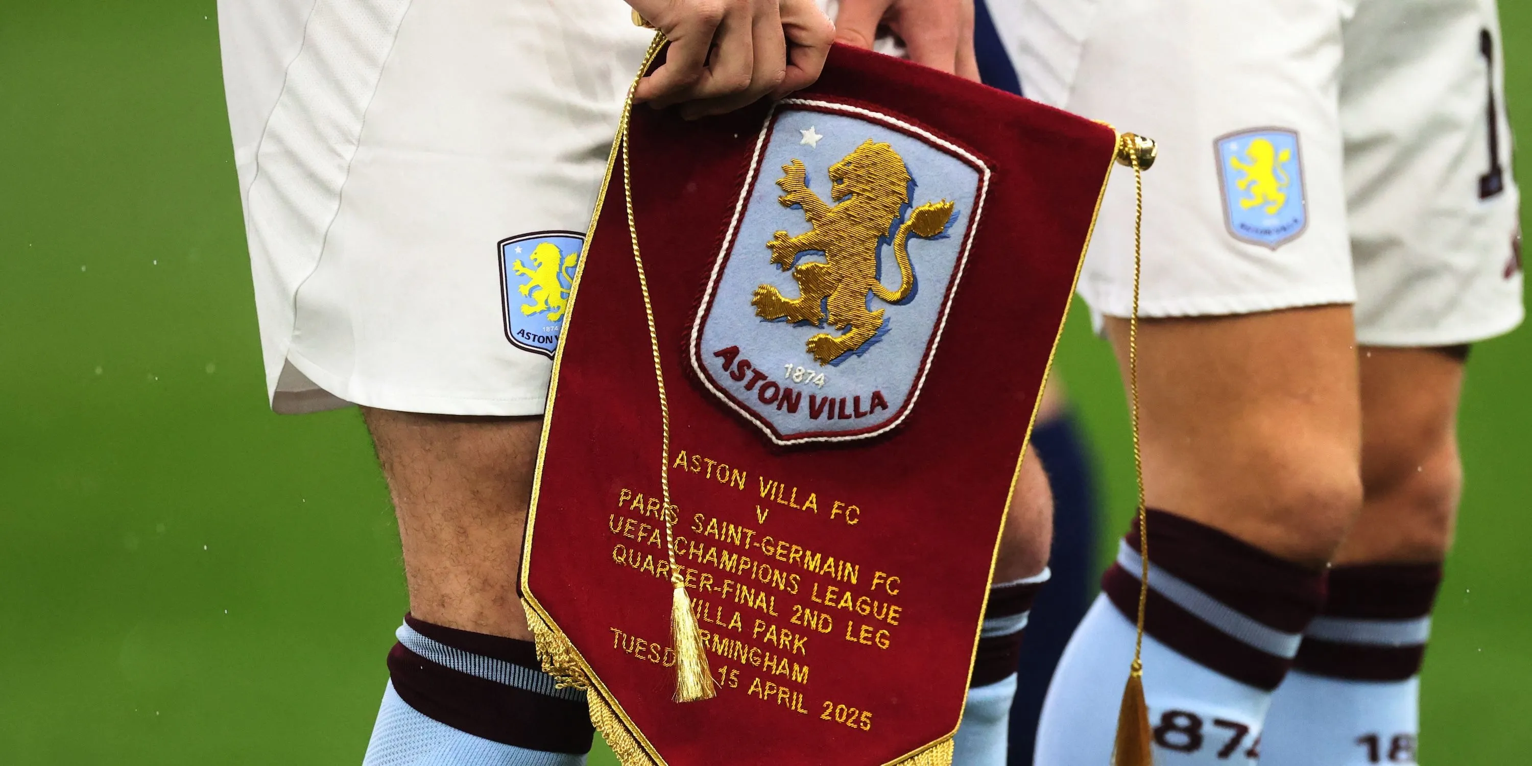 General view of an Aston Villa pennant before the match