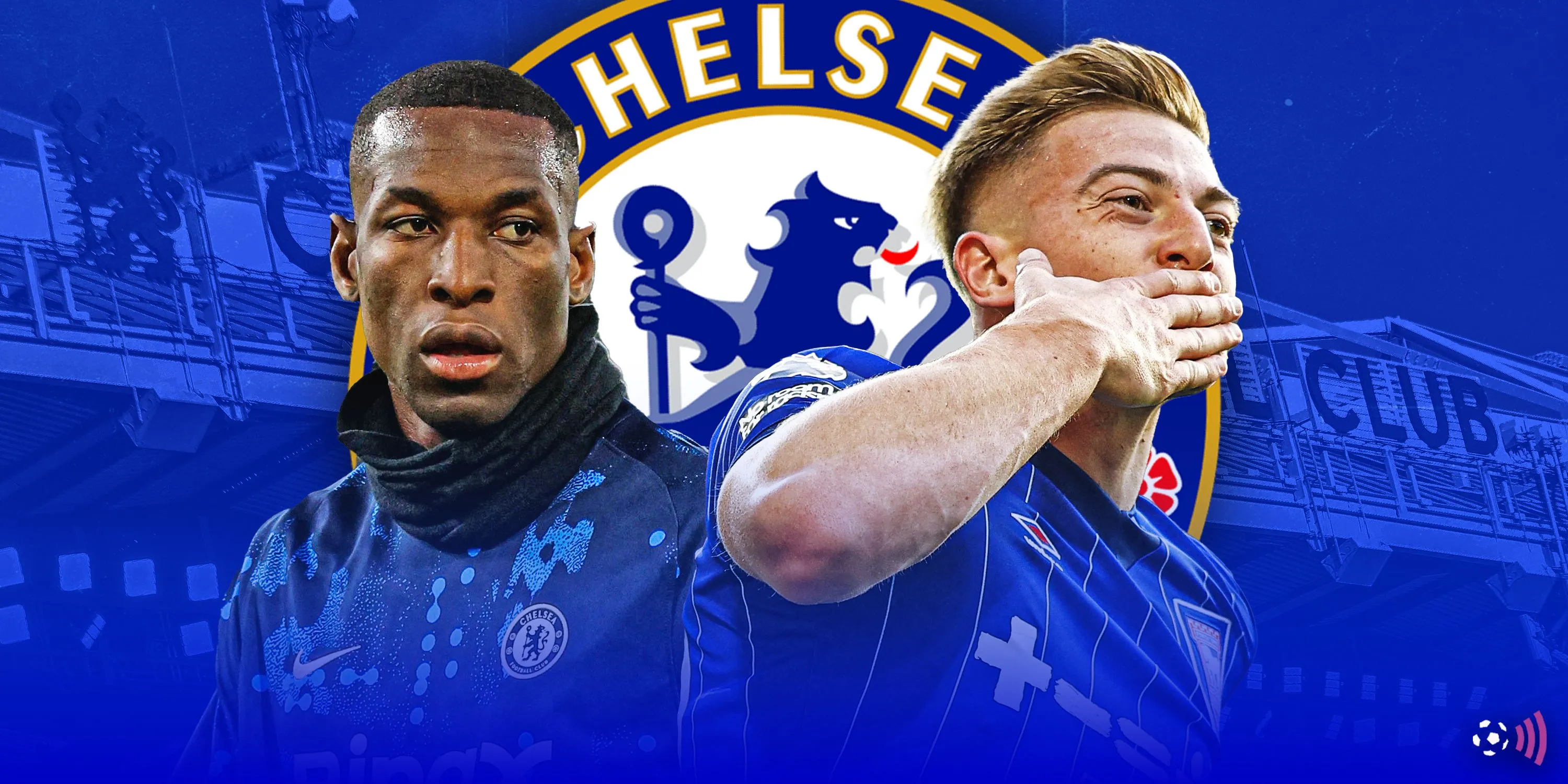 Hai tiền đạo Nicolas Jackson (Chelsea) và Liam Delap (Ipswich Town)