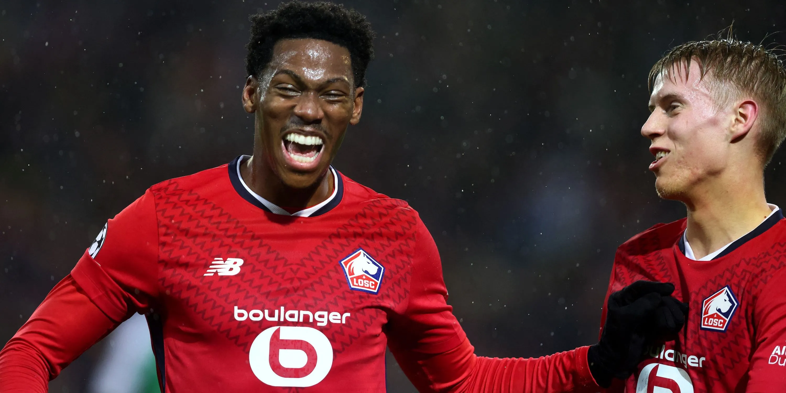 Jonathan David ăn mừng bàn thắng cho LOSC Lille