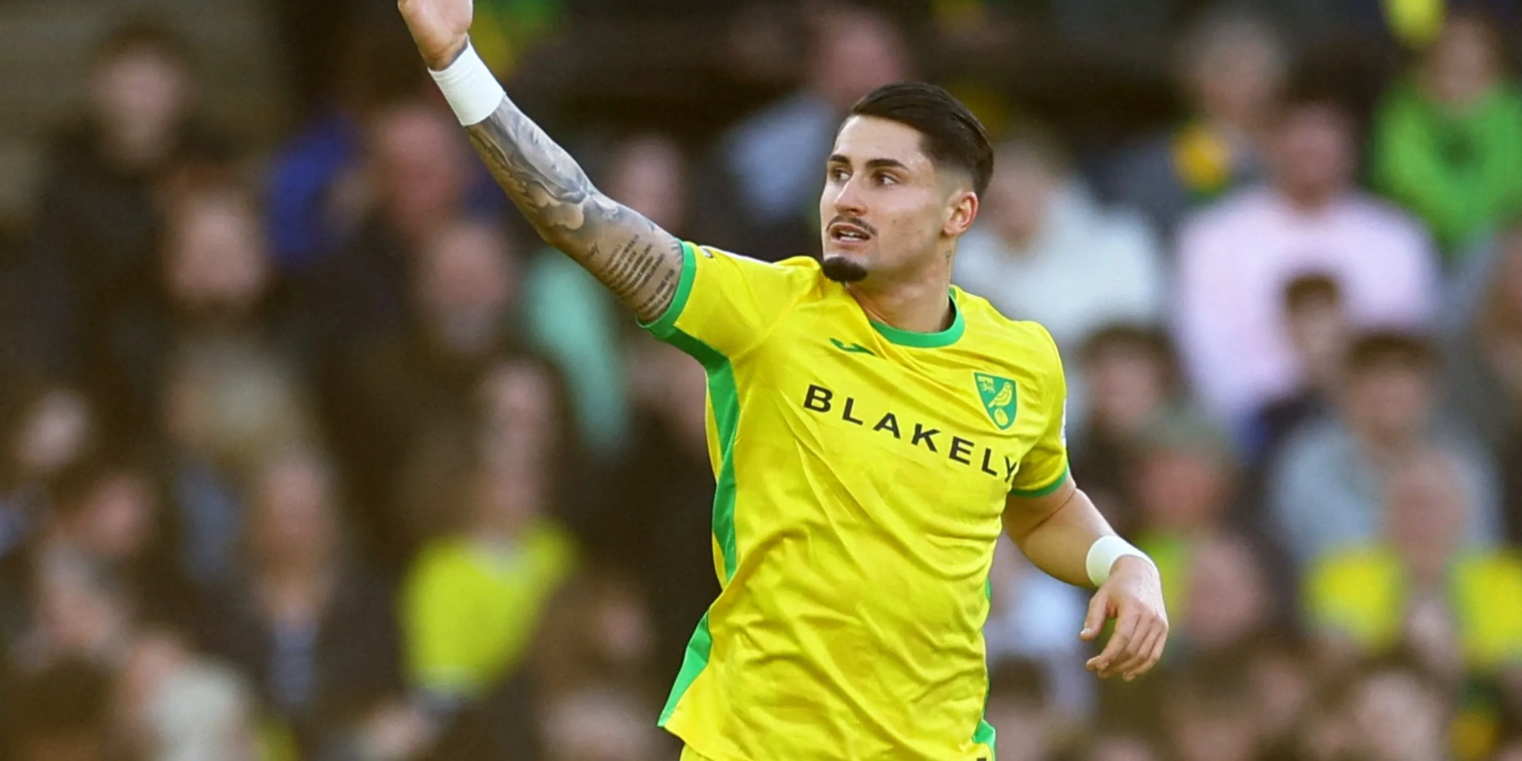 Borja Sainz trong màu áo Norwich City thi đấu tại Championship