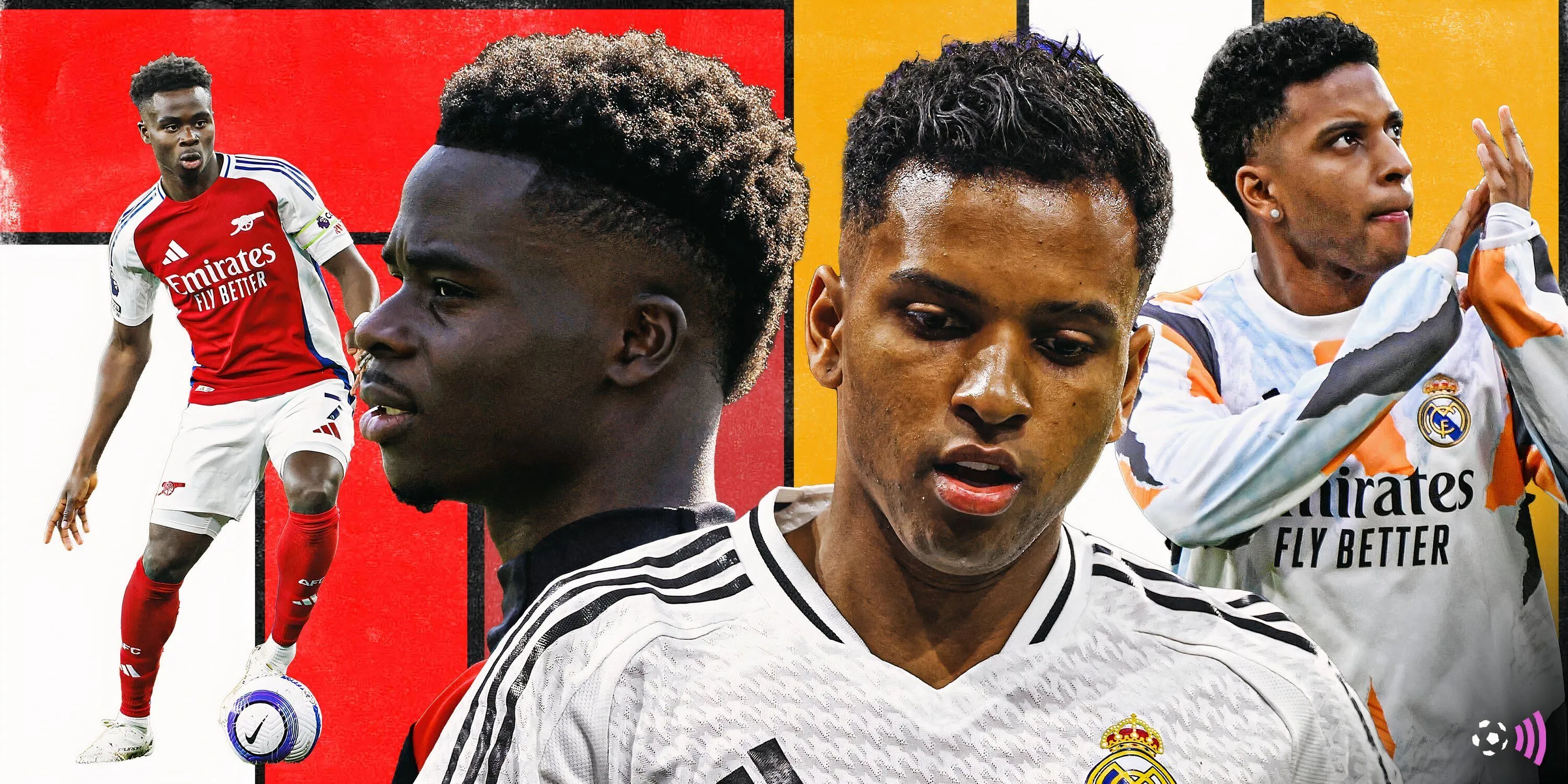 Bộ đôi Bukayo Saka của Arsenal và Rodrygo của Real Madrid trong hình ảnh kết hợp