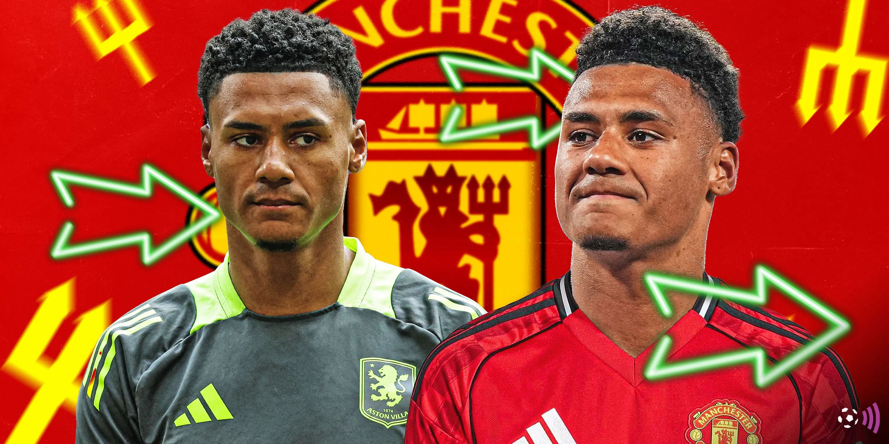 Ollie Watkins trong màu áo Aston Villa được liên hệ với Manchester United