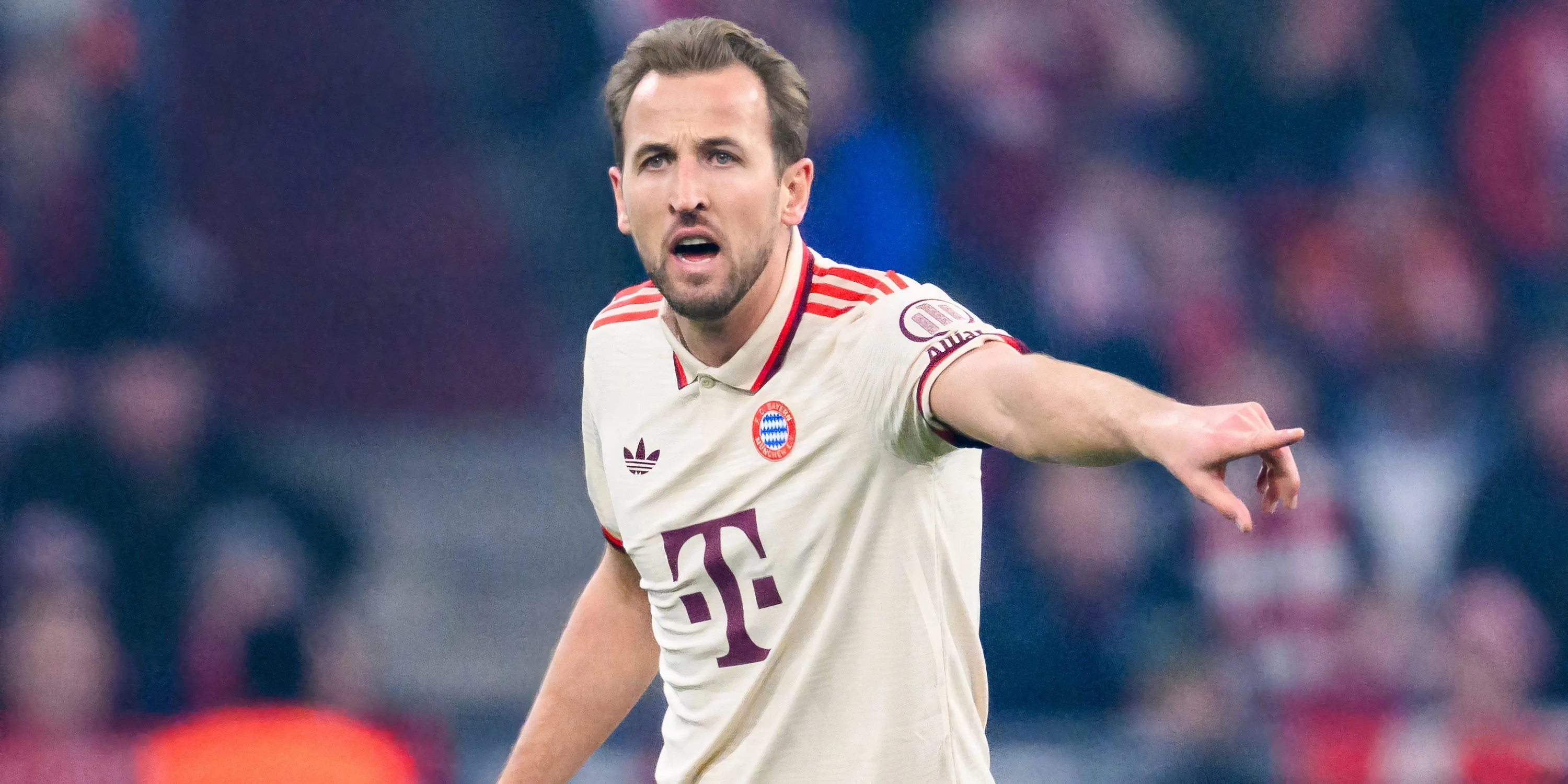 Tiền đạo Harry Kane của Bayern Munich thể hiện sự nỗ lực lùi về phòng ngự